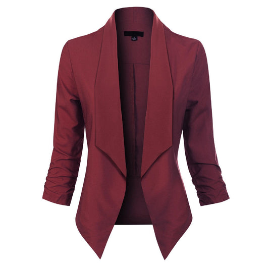 Elegante Blazer para Mujer Corte-Abierto Manga-Larga Versátil