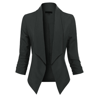 Elegante Blazer para Mujer Corte-Abierto Manga-Larga Versátil