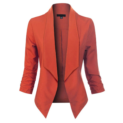 Elegante Blazer para Mujer Corte-Abierto Manga-Larga Versátil