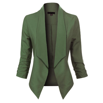 Elegante Blazer para Mujer Corte-Abierto Manga-Larga Versátil