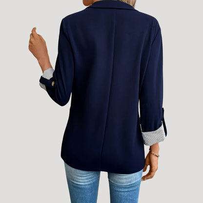 Elegante Blazer para Mujer Entallado Manga-Remangada Corte-Sastre