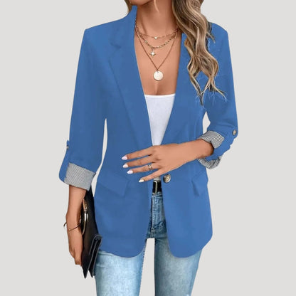 Elegante Blazer para Mujer Entallado Manga-Remangada Corte-Sastre