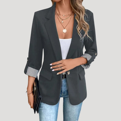 Elegante Blazer para Mujer Entallado Manga-Remangada Corte-Sastre