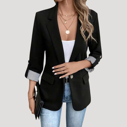 Elegante Blazer para Mujer Entallado Manga-Remangada Corte-Sastre