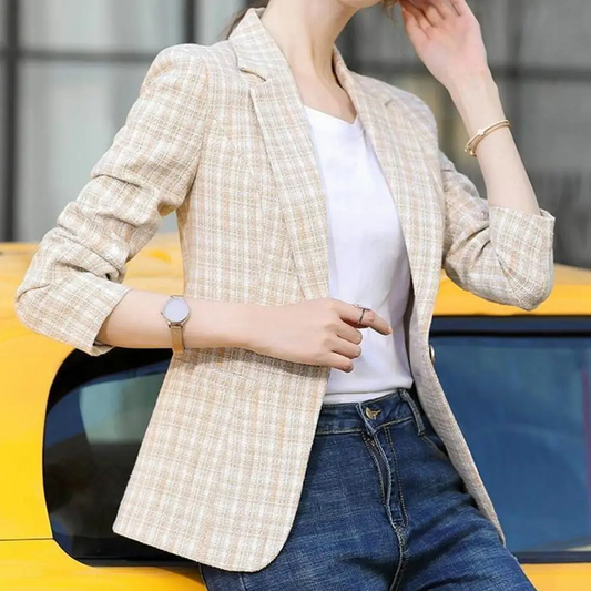Elegante Blazer para Mujer Un-Botón Corte-Entallado Para-Oficina