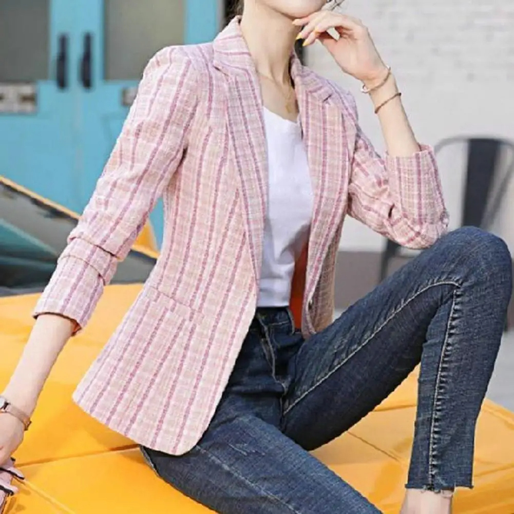 Elegante Blazer para Mujer Un-Botón Corte-Entallado Para-Oficina
