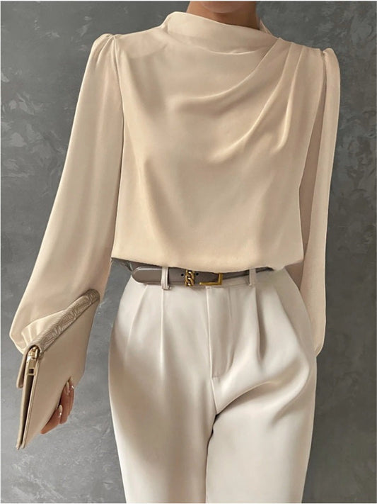 Elegante Blusa para Mujer Manga-Larga Corte-Holgado Fluida