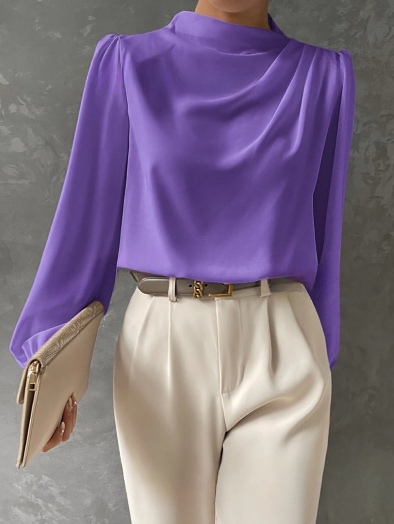 Elegante Blusa para Mujer Manga-Larga Corte-Holgado Fluida