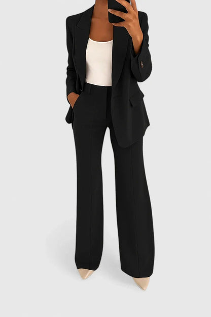 Elegante Conjunto de Dos Piezas para Mujer Con-Blazer Pantalón Corte-Entallado