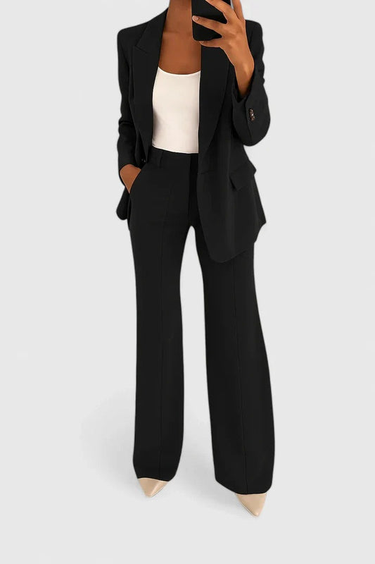 Elegante Conjunto de Dos Piezas para Mujer Con-Blazer Pantalón Corte-Entallado