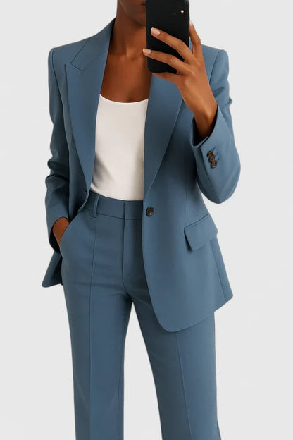 Elegante Conjunto de Dos Piezas para Mujer Con-Blazer Pantalón Corte-Entallado