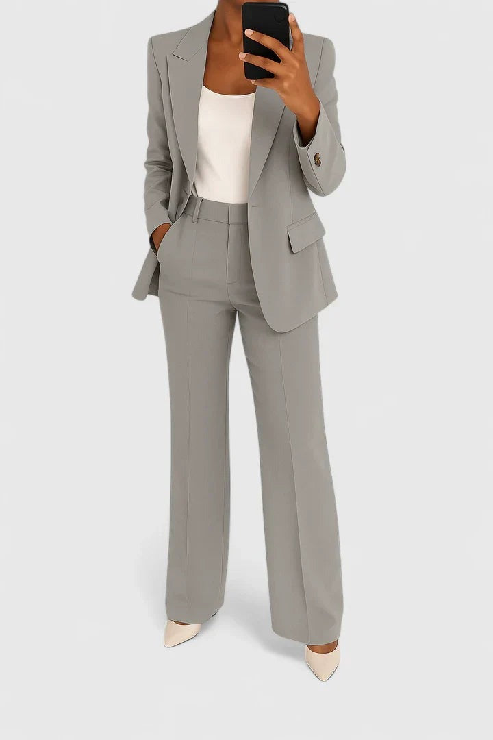Elegante Conjunto de Dos Piezas para Mujer Con-Blazer Pantalón Corte-Entallado