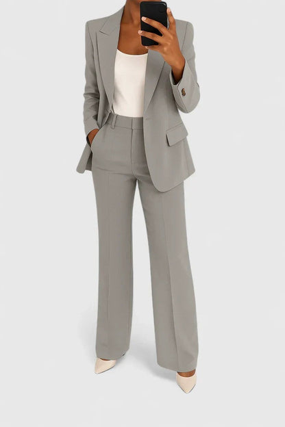 Elegante Conjunto de Dos Piezas para Mujer Con-Blazer Pantalón Corte-Entallado