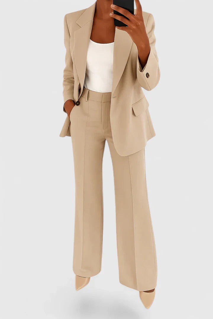 Elegante Conjunto de Dos Piezas para Mujer Con-Blazer Pantalón Corte-Entallado