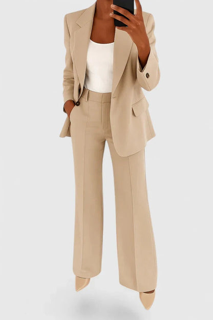 Elegante Conjunto de Dos Piezas para Mujer Con-Blazer Pantalón Corte-Entallado
