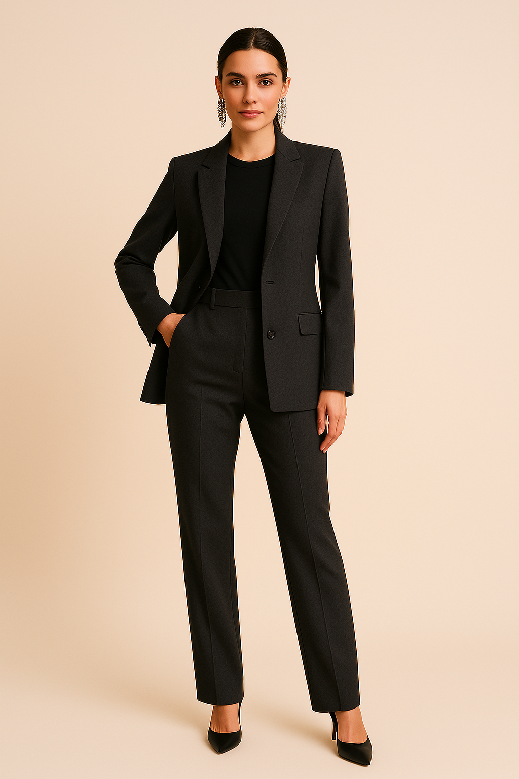 Elegante Conjunto de Dos Piezas para Mujer Con-Blazer Pantalón-Plisado Corte-Sastre