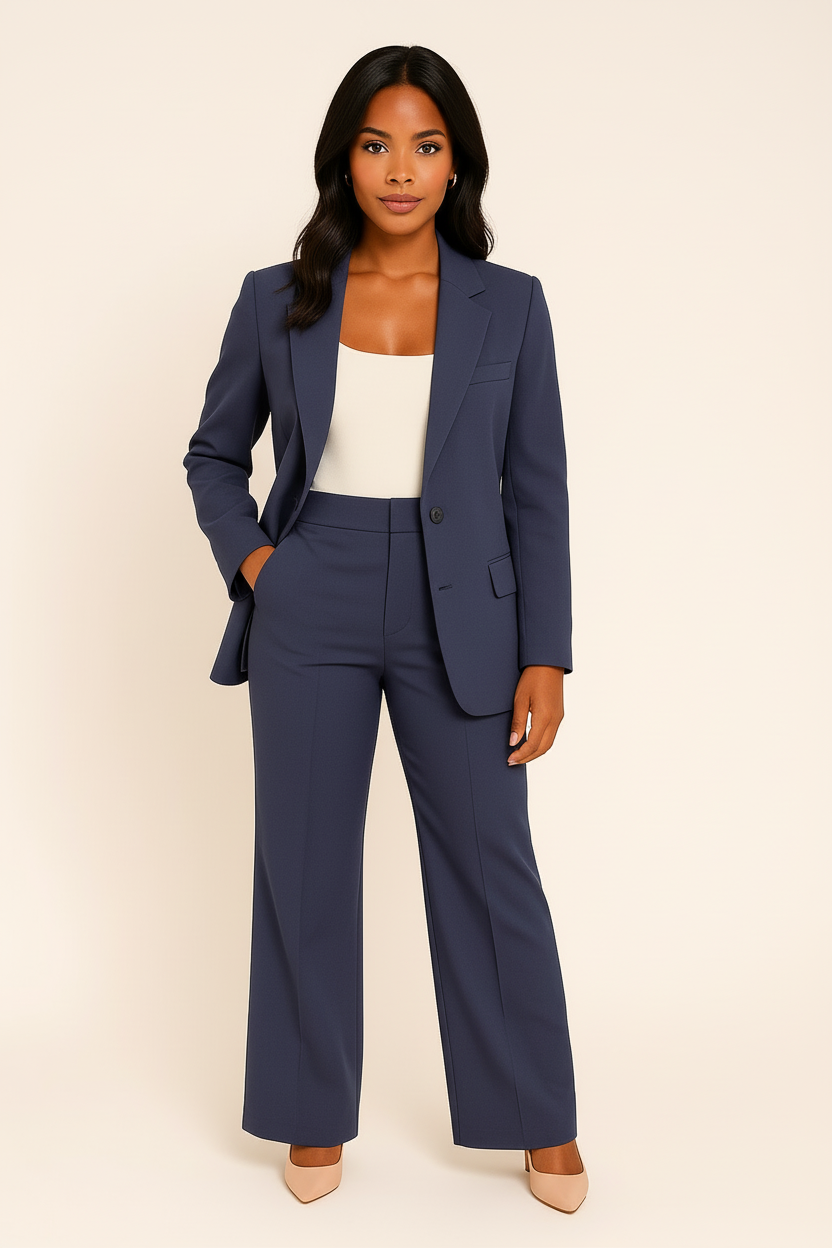 Elegante Conjunto de Dos Piezas para Mujer Corte-Entallado Con-Blazer Estilo-Sastre