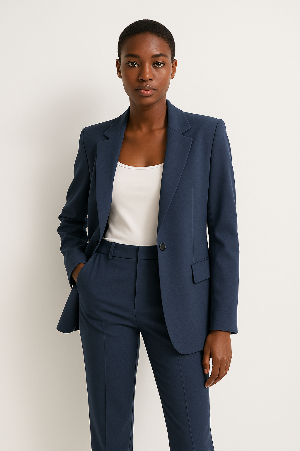 Elegante Conjunto de Dos Piezas para Mujer Pierna-Recta Corte-Sastre Con-Blazer