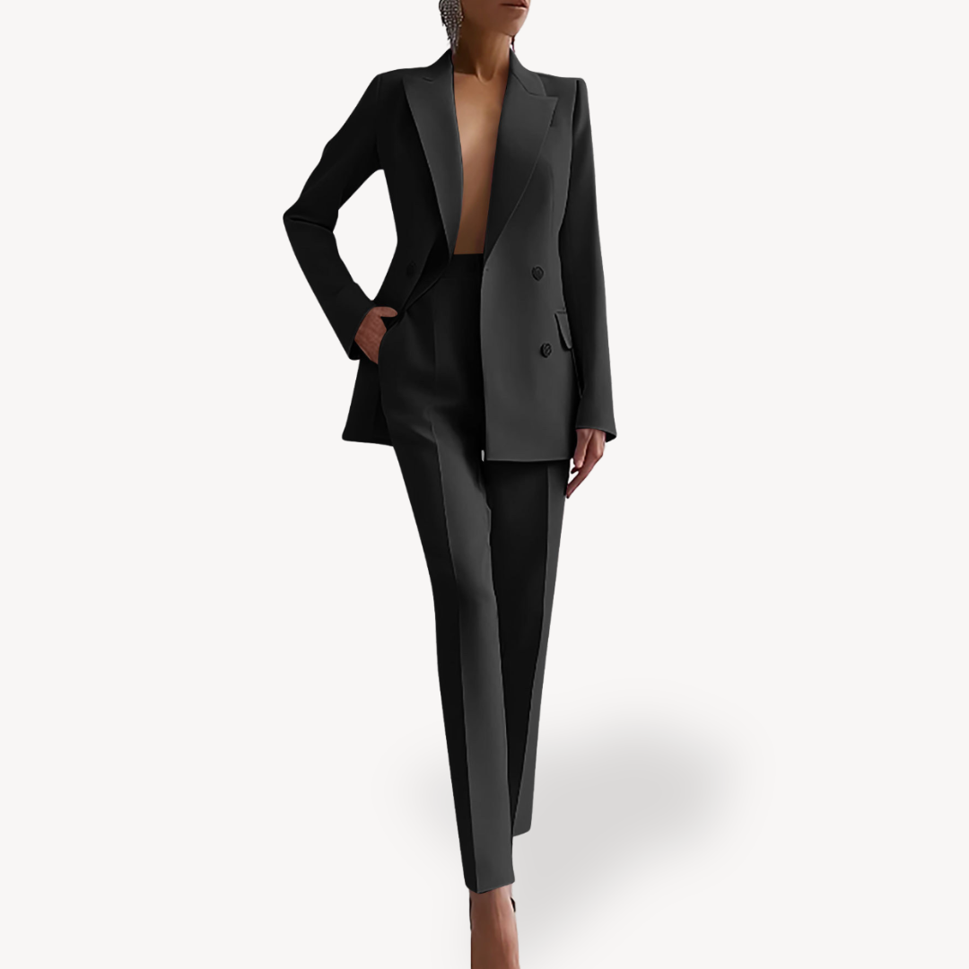 Elegante Conjunto de Traje para Mujer Blazer-Largo Corte-Entallado Diseño-Atemporal