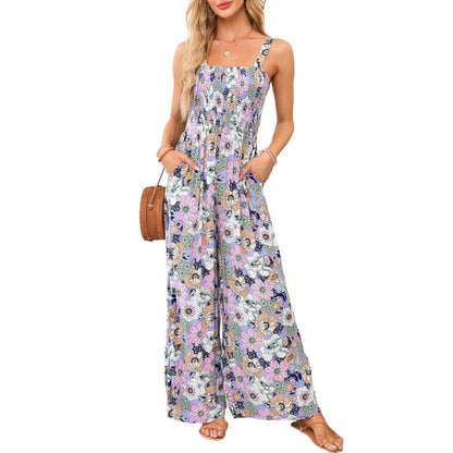 Elegante Mono para Mujer Estampado-Floral Pierna-Ancha