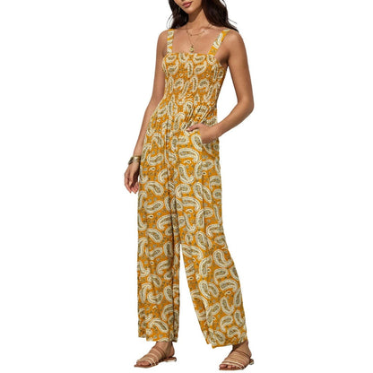 Elegante Mono para Mujer Estampado-Floral Pierna-Ancha