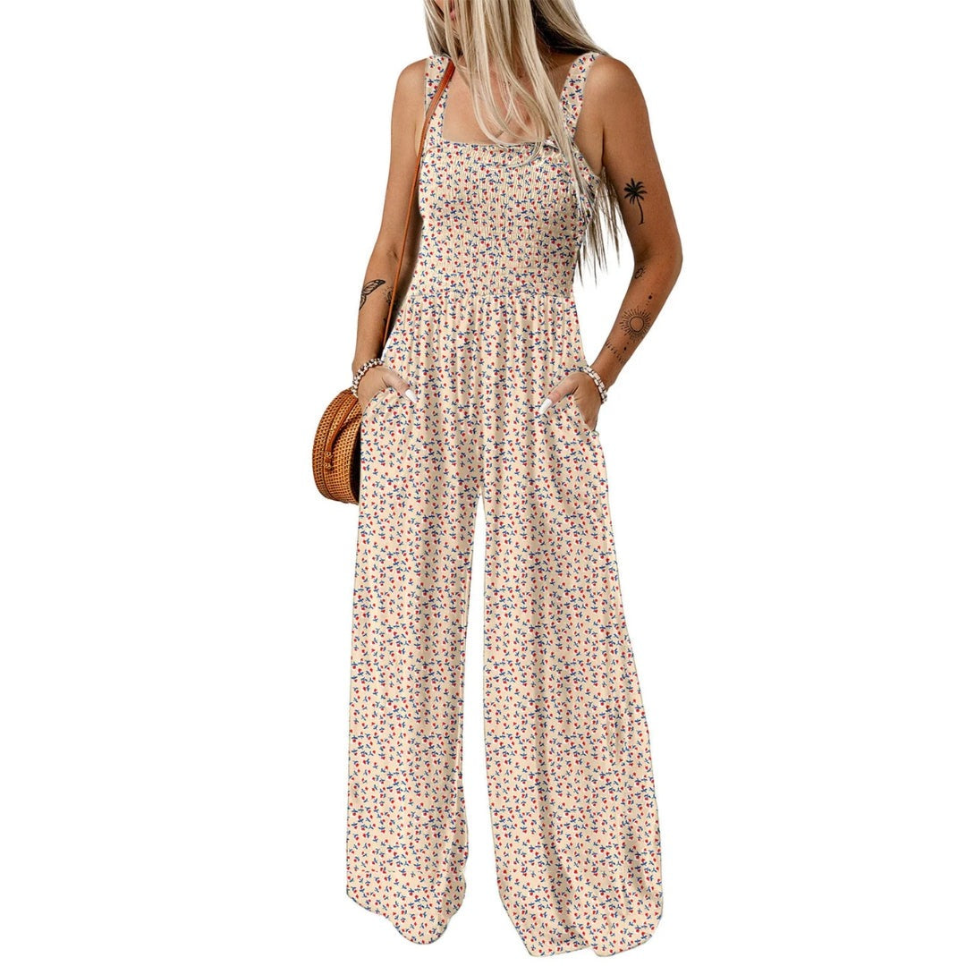 Elegante Mono para Mujer Estampado-Floral Pierna-Ancha