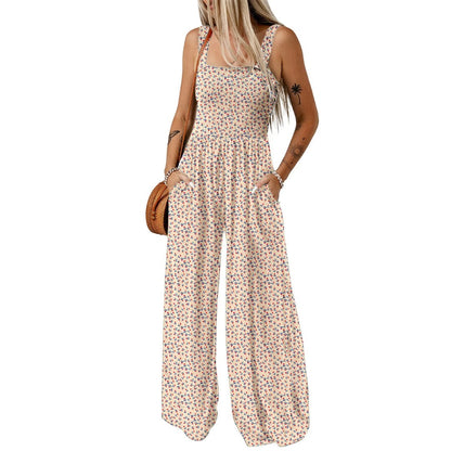 Elegante Mono para Mujer Estampado-Floral Pierna-Ancha