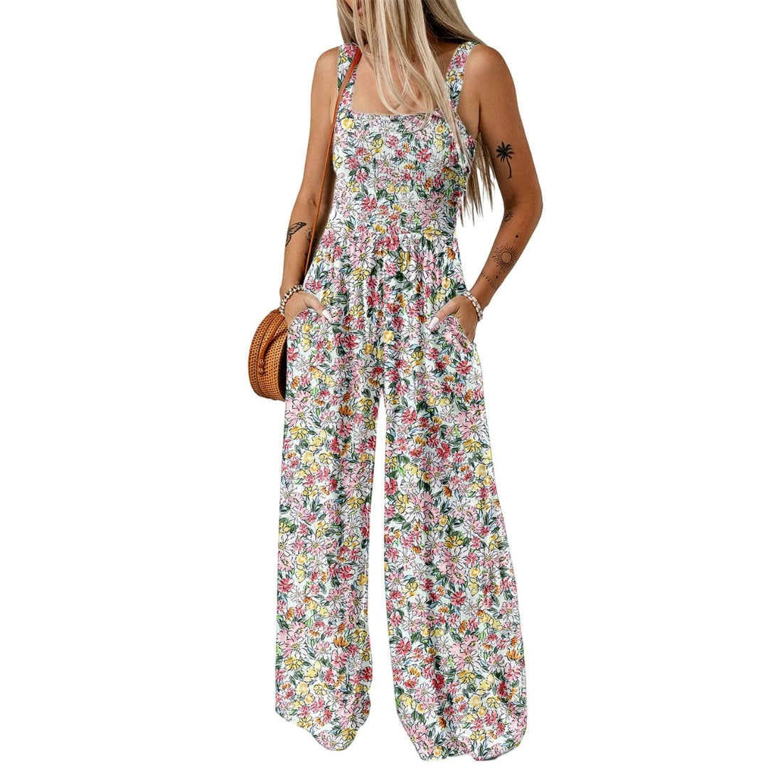 Elegante Mono para Mujer Estampado-Floral Pierna-Ancha