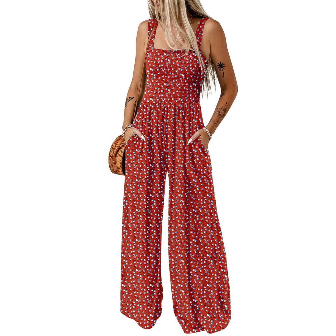 Elegante Mono para Mujer Estampado-Floral Pierna-Ancha
