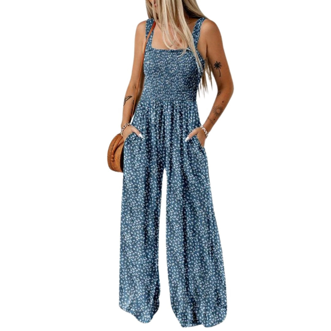 Elegante Mono para Mujer Estampado-Floral Pierna-Ancha