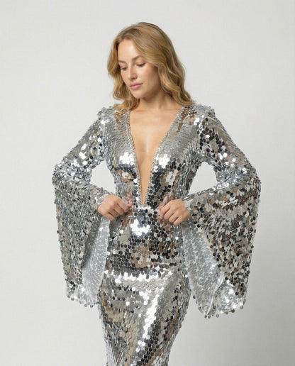 Elegante Vestido de Fiesta para Mujer De-Lentejuelas Brillante Festivo