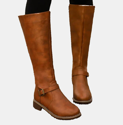 Elegantes Botas Altas para Mujer Con-Cremallera Con-Hebilla Suela-Antideslizante