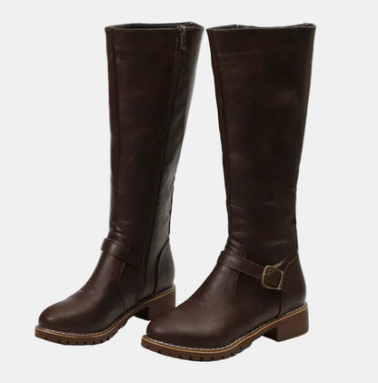 Elegantes Botas Altas para Mujer Con-Cremallera Con-Hebilla Suela-Antideslizante
