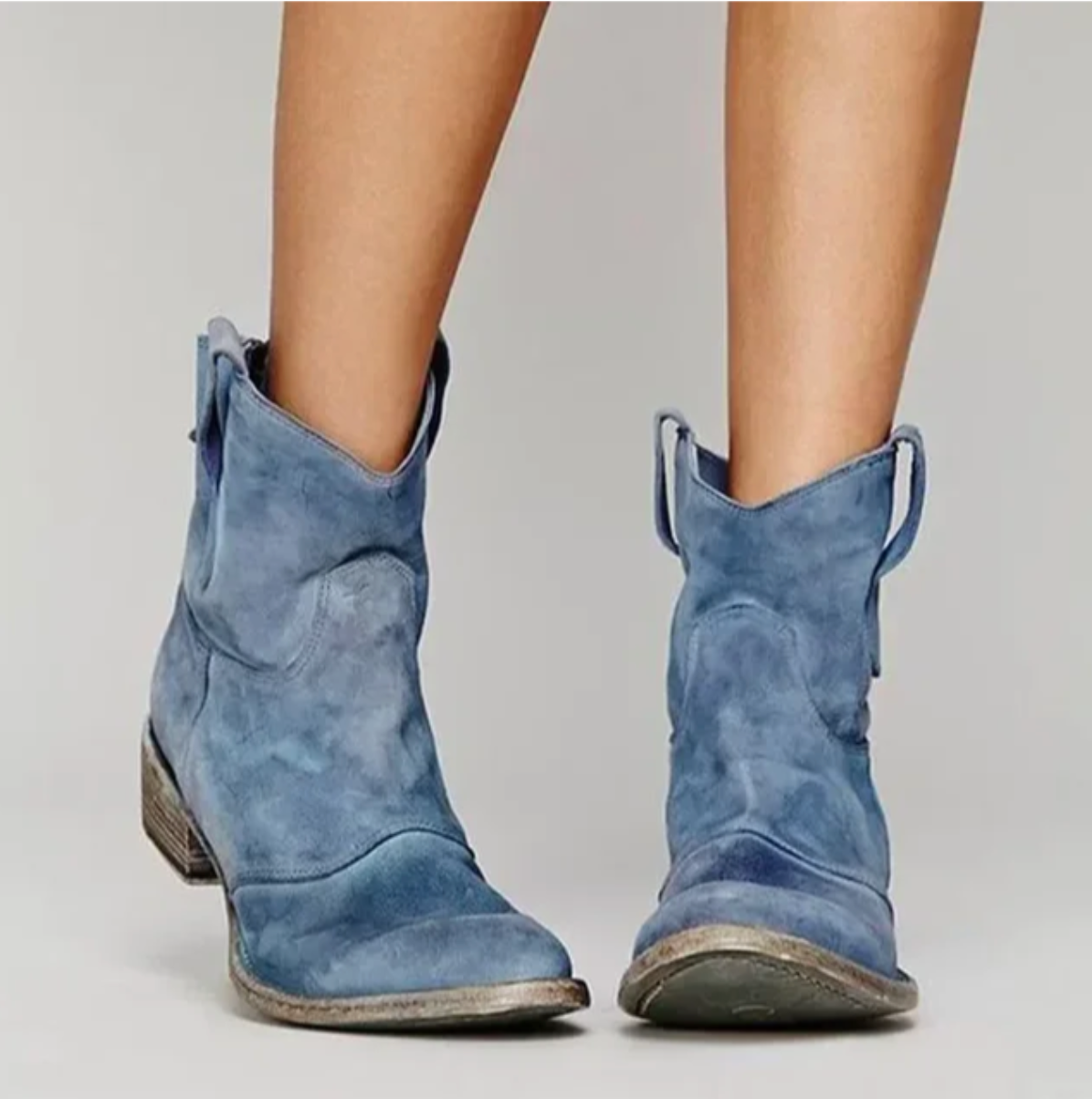 Elegantes Botas Camperas para Mujer De-Ante Tacón-Bajo Punta-Redonda