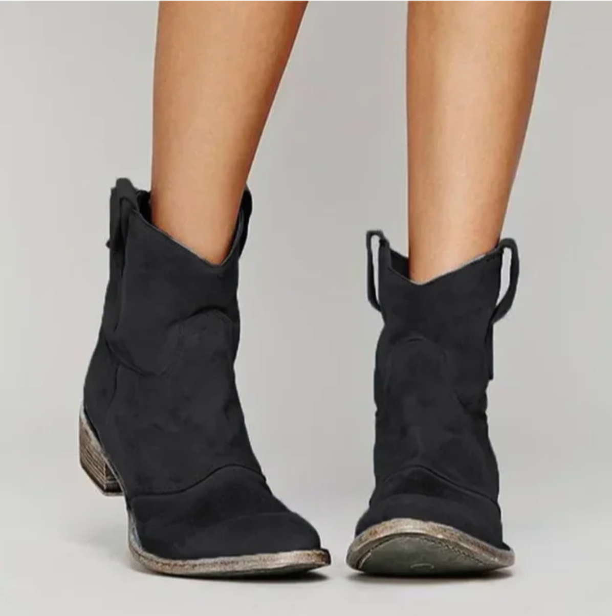 Elegantes Botas Camperas para Mujer De-Ante Tacón-Bajo Punta-Redonda