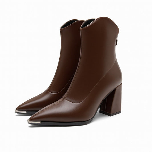 Elegantes Botines para Mujer De-Punta-Fina Con-Tacón