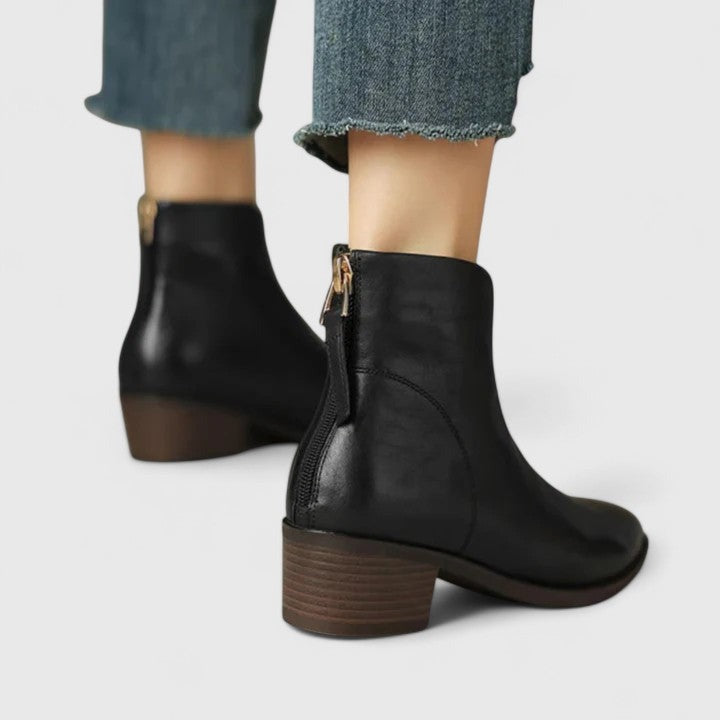 Elegantes Botines para Mujer Tacón-Ancho Corte-al-Tobillo
