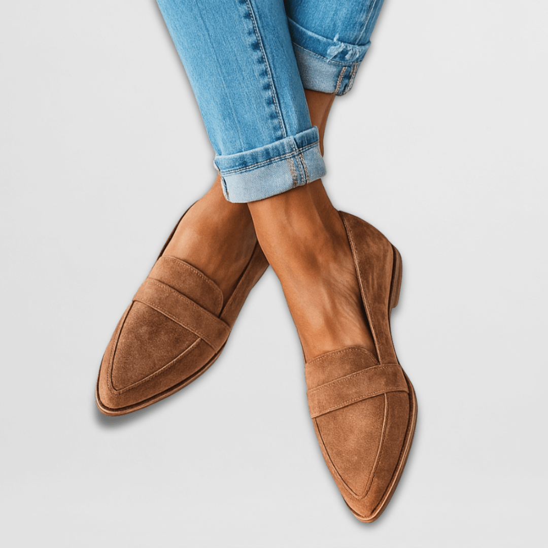 Elegantes Mocasines para Mujer Puntera-Puntiaguda De-Ante Suela-Plana