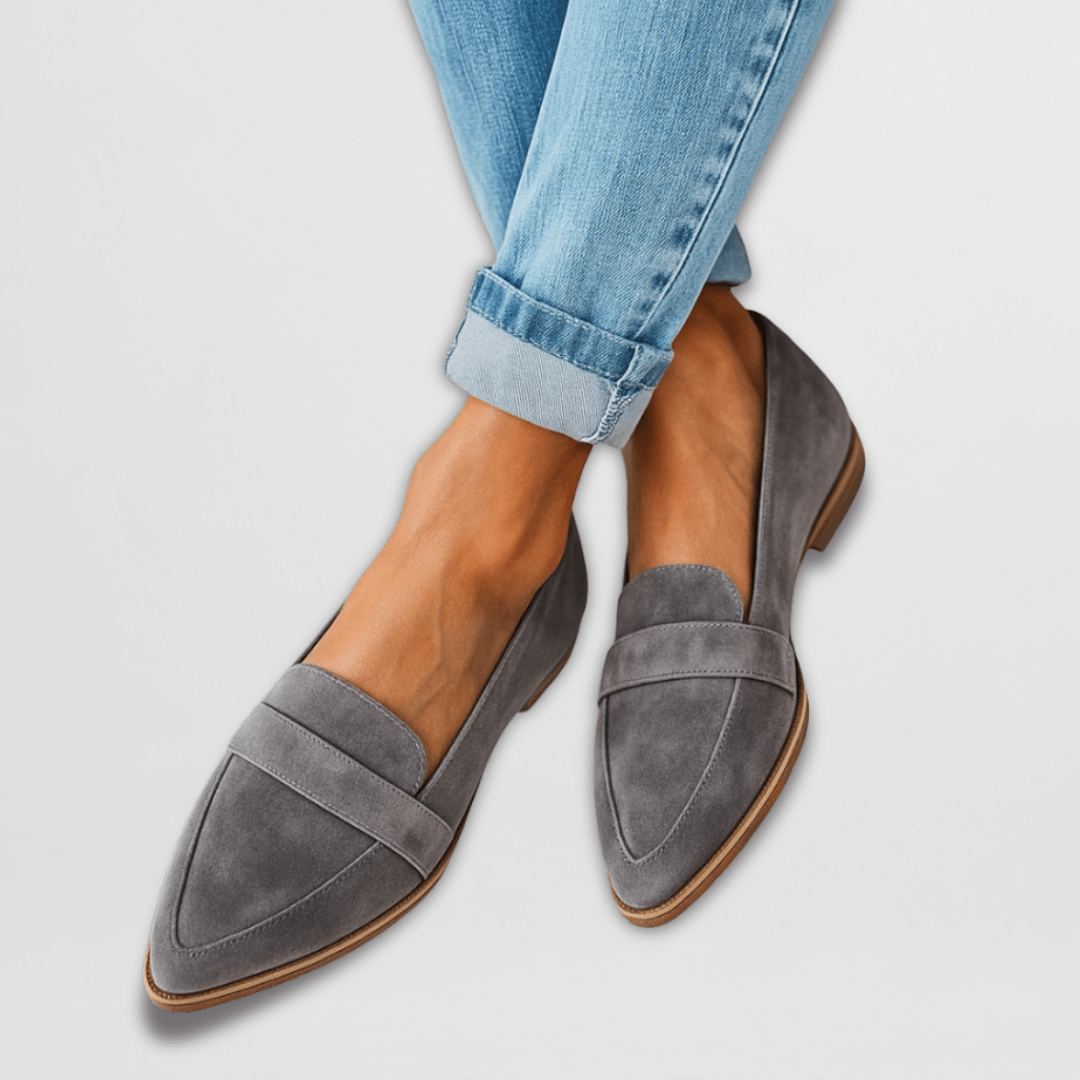 Elegantes Mocasines para Mujer Puntera-Puntiaguda De-Ante Suela-Plana
