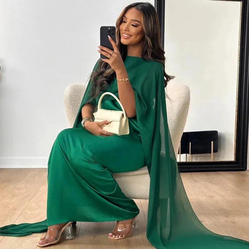 Brooklyn | Women Wedding Guest Cape Maxi Dress