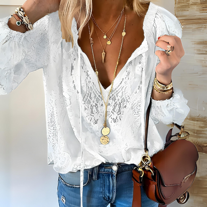 Estilosa Blusa Boho para Mujer Escote-en-V Fluida Femenina