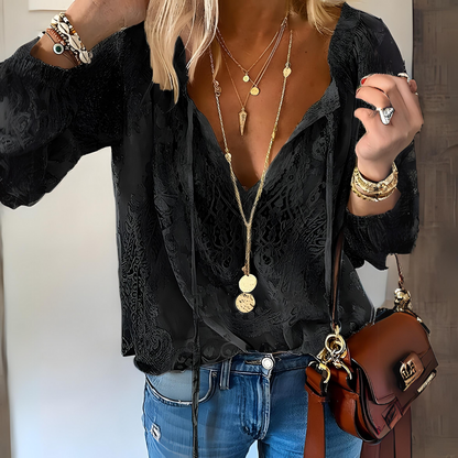 Estilosa Blusa Boho para Mujer Escote-en-V Fluida Femenina