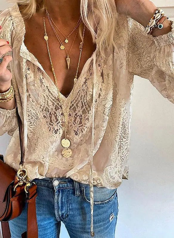 Estilosa Blusa Boho para Mujer Escote-en-V Fluida Femenina