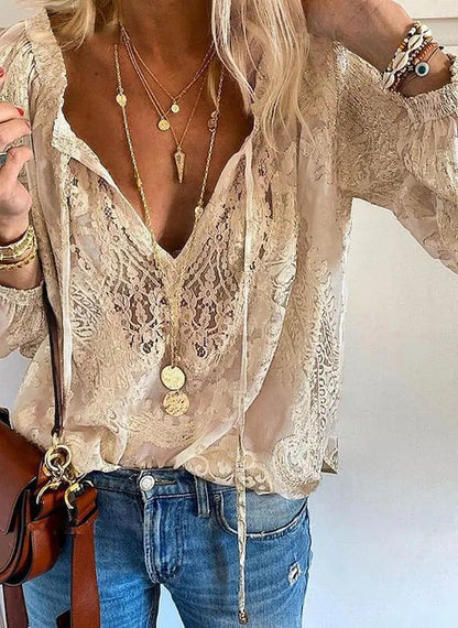 Estilosa Blusa Boho para Mujer Escote-en-V Fluida Femenina