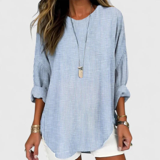 Estilosa Blusa para Mujer De-Rayas Corte-Holgado Fluida