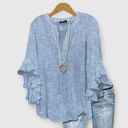 Estilosa Blusa para Mujer Estampado-Floral Manga-Con-Volantes Corte-Holgado