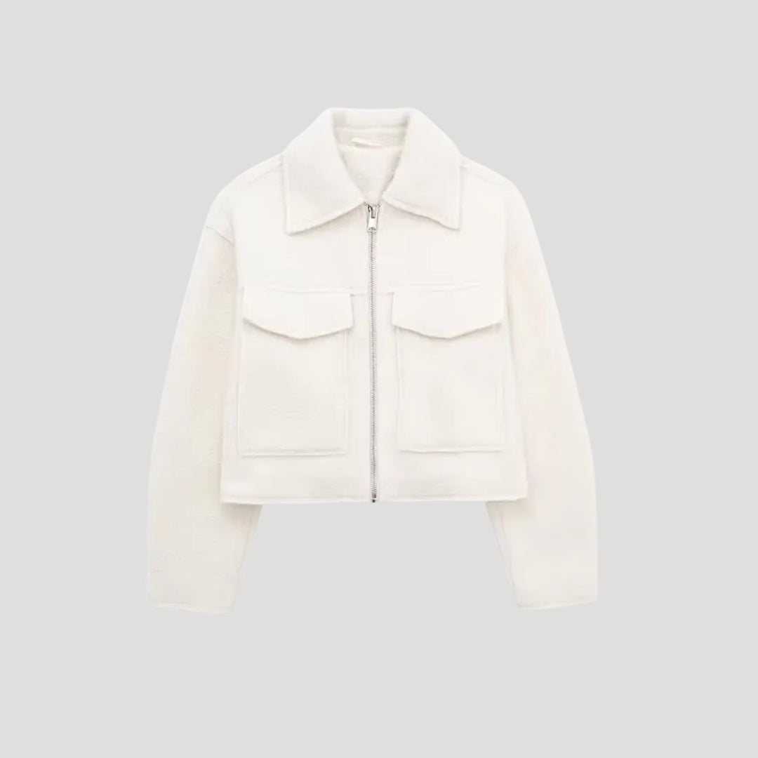 Estilosa Chaqueta de Invierno para Mujer Corte-Corto Con-Cremallera