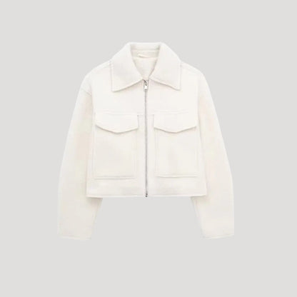 Estilosa Chaqueta de Invierno para Mujer Corte-Corto Con-Cremallera