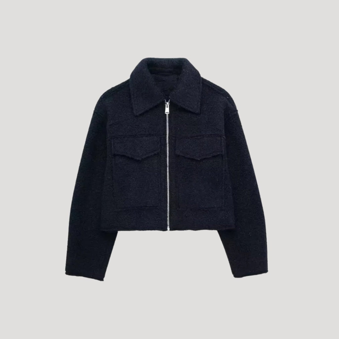 Estilosa Chaqueta de Invierno para Mujer Corte-Corto Con-Cremallera