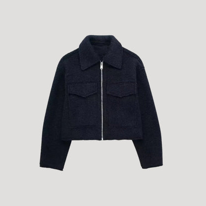 Estilosa Chaqueta de Invierno para Mujer Corte-Corto Con-Cremallera
